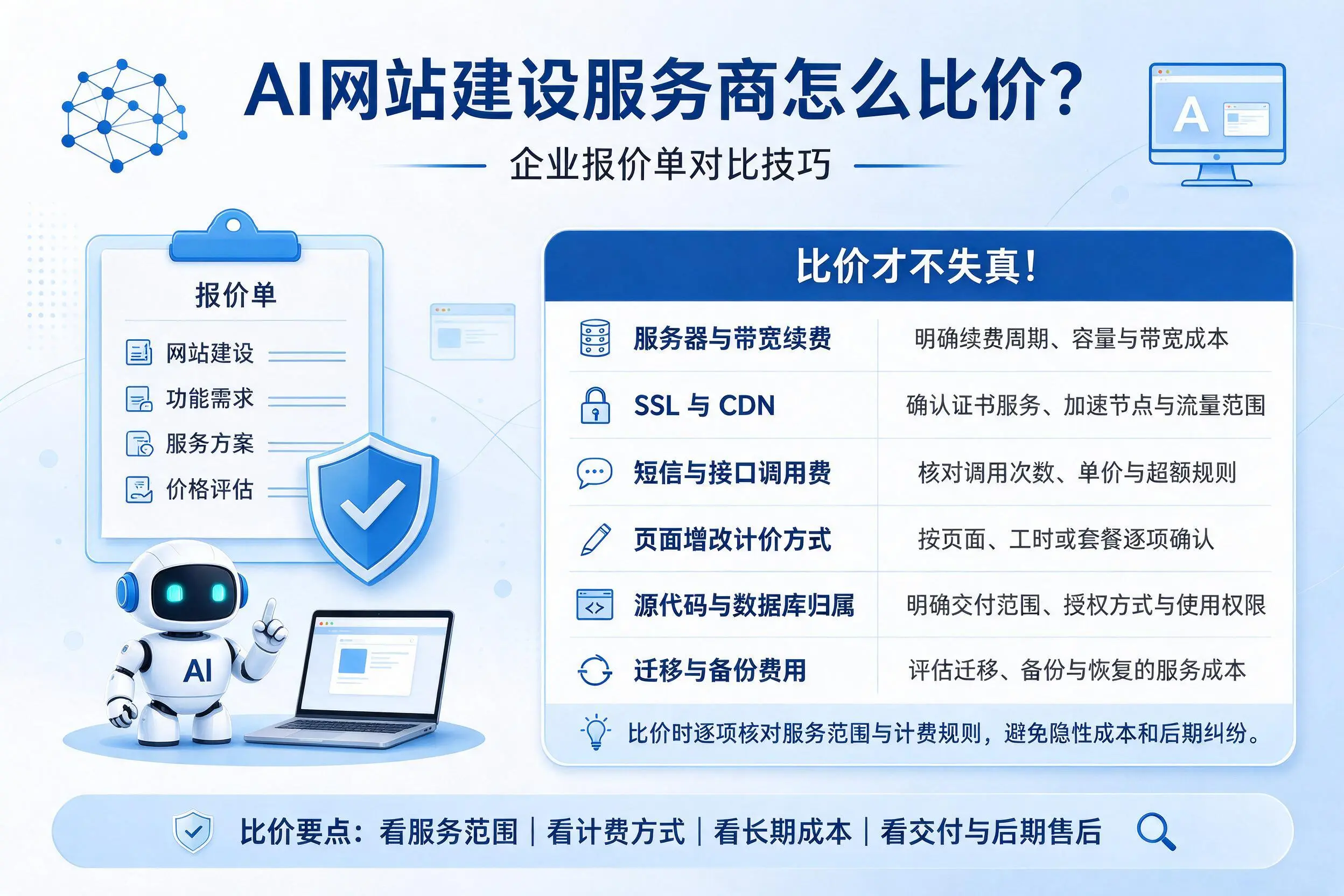 AI网站建设服务商怎么比价?鞍山企业报价单对比技巧